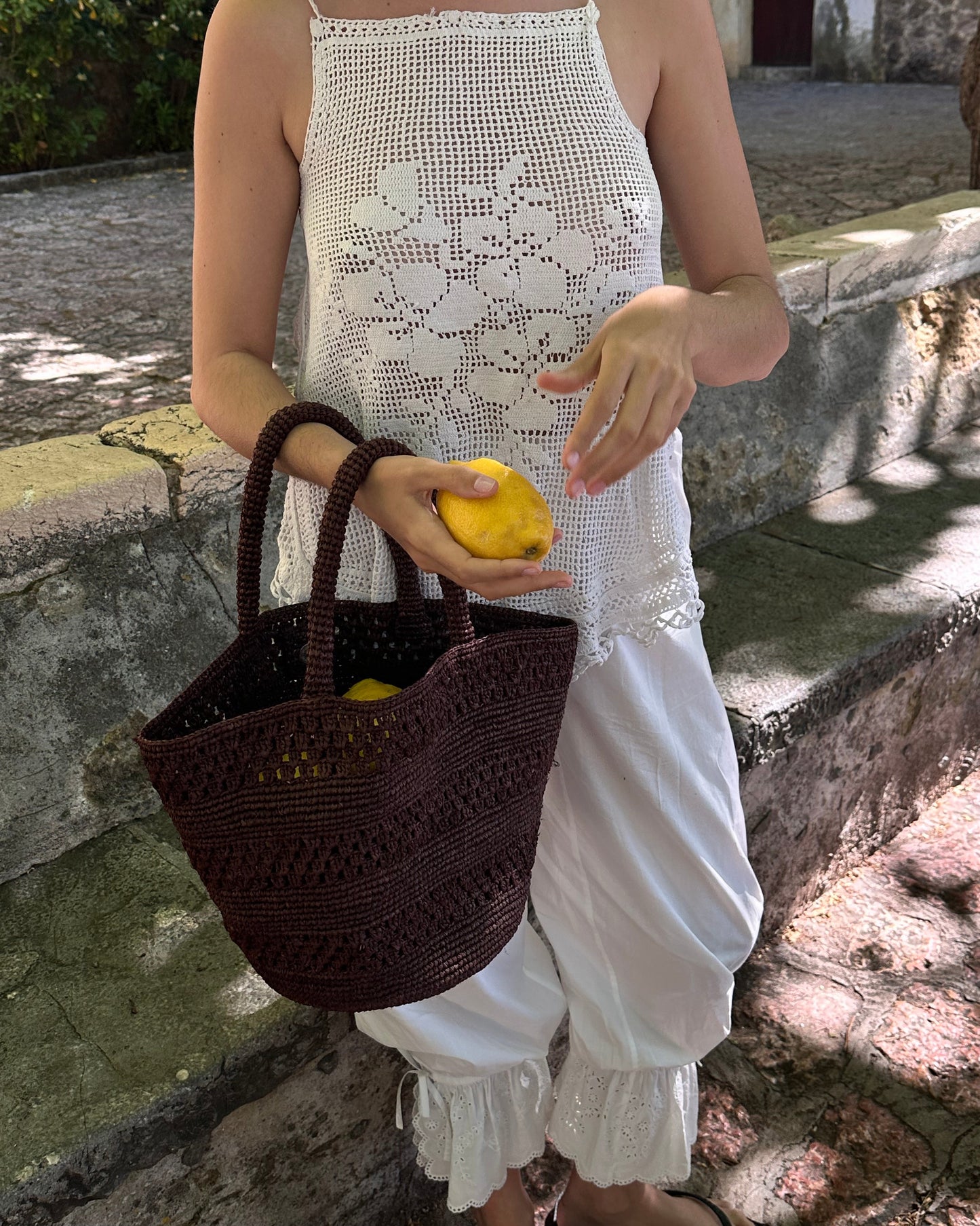 Penne Raffia Bag - Cioccolato