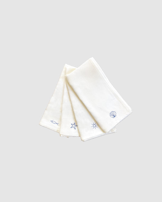 Sul Mare - Embroidered Linen Napkins Set of 4