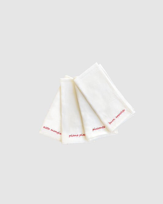Nonna Says - Embroidered Linen Napkins Set of 4