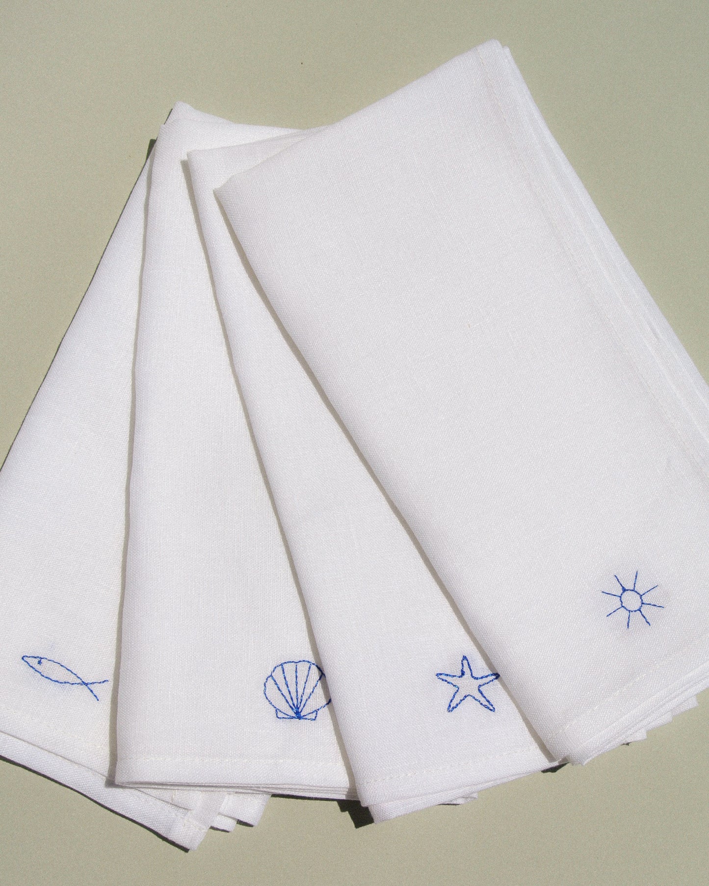 PRE ORDER: Sul Mare - Embroidered Linen Napkins Set of 4